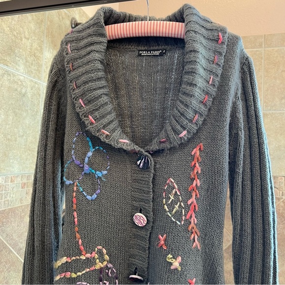 FORLA PARIS  Long Cardigan Embroidered Womens Med Long Sleeves Fairycore… - Picture 5 of 9